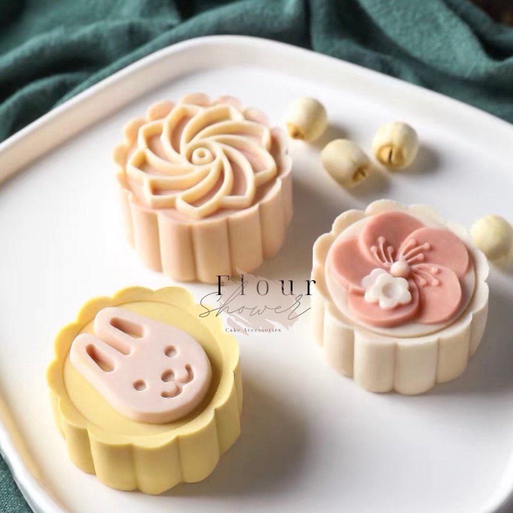 แสตมป์ขนมไหว้พระจันทร์แบบกดมือ Mould | Mungbean Biscuits Mooncake Plunger Mould Kit | อุปกรณ์เครื่อง