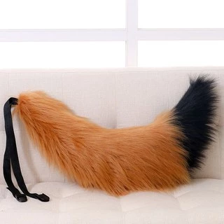 หางจิ้งจอก หมาป่า 70cm อ้วนๆ ฟูนุ่ม [พร้อมส่ง] แบบเข็มกลัด+ริบบิ้นมัดเอว