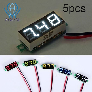 5Pcs Agoal เครื่องวัดแรงดันไฟฟ้าโวลต์มิเตอร์ดิจิตอล 0.28 นิ้ว 2.5V-30V สีแดง / เหลือง / เขียว / 5 สี