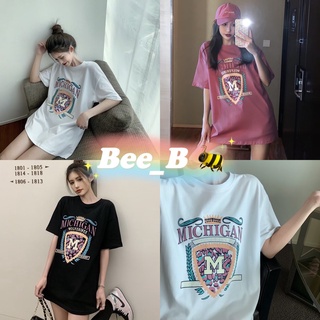 Bee🐝เสื้อยืดแฟชั่น Michigan สไตส์เกาหลี เสื้อยืดงานดี หลากสี เนื้อนุ่ม ลายสกีน J1009