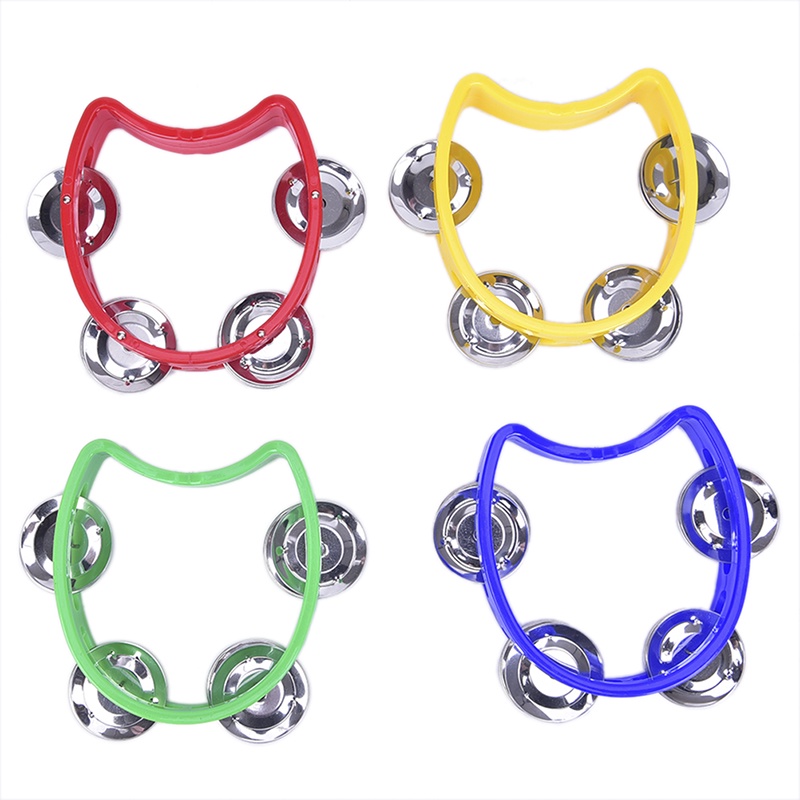 1pcs musical instrument hand holding tambourine four bell ring rattle