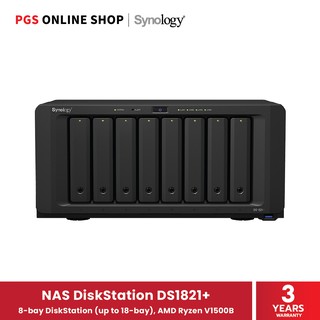 Synology NAS DiskStation DS1821+ อุปกรณ์จัดเก็บข้อมูลบนเครือข่าย 8-Bay AMD Ryzen V1500B (สินค้ารับประกัน 3 ปี)