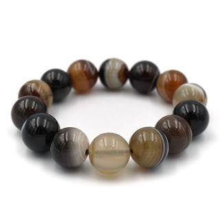 AGATE หินอาเกต โมรา สีน้ำตาล ขนาด 12 มม. สร้อยข้อมือหินแท้ by siamonlineshop