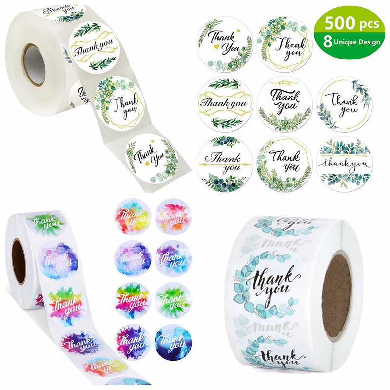 500 ชิ้นขอบคุณสติกเกอร์ 1 นิ้วรอบดอกไม้สีปิดผนึกสติกเกอร์สติกเกอร์สําหรับงานแต่งงาน Scrapbooking Envelopes Seal St