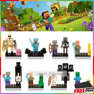 Minecraft Minifigures Iron Golem Steve Alex Skeleton Sheep Creeper Enderman เกมของเล่นของขวัญตัวเลขขนาดเล็ก X0127