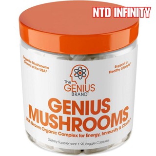 นำเข้า 🇺🇸 (Exp08/24)อาหารเสริม บำรุงสมองผสมถั่งเช่าและเห็ดหลินจือ Genius Mushroom 90 เม็ด