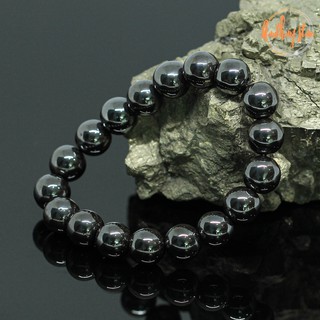 แร่เฮมาไทต์ หินเพชรดำ ขนาด 12 มิล Hematite กำไลหินมงคล แร่ในตระกูลเหล็กไหล กำไลหินแท้ หินสี กำไลหิน หินสีเงิน by.ออมทอง