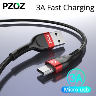 Pzoz สายชาร์จโทรศัพท์มือถือ Micro usb 3A ชาร์จเร็ว สําหรับ Samsung S7 Xiaomi Redmi Note 5 Pro Android