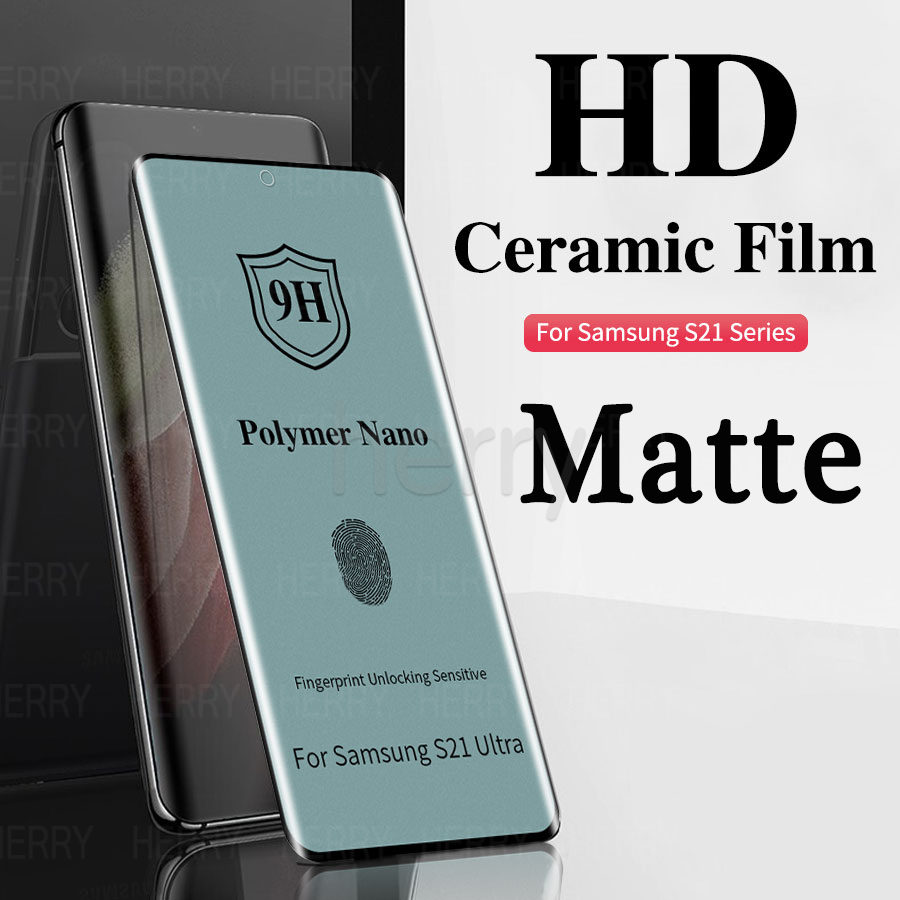 ฟิล์มเซรามิก9H หน้าจอฟิล์ม กาวเต็มรูปแบบนุ่มโค้งกระจกนิรภัยสำหรับ Samsung Galaxy S24 S23 S22 S21 Note 20 S20 Ultra S10 S9 S8 Note 8 9 10 Plus 5G HD ฟิล์มกันรอยหน้าจอป้องกันรอยนิ้วมือ