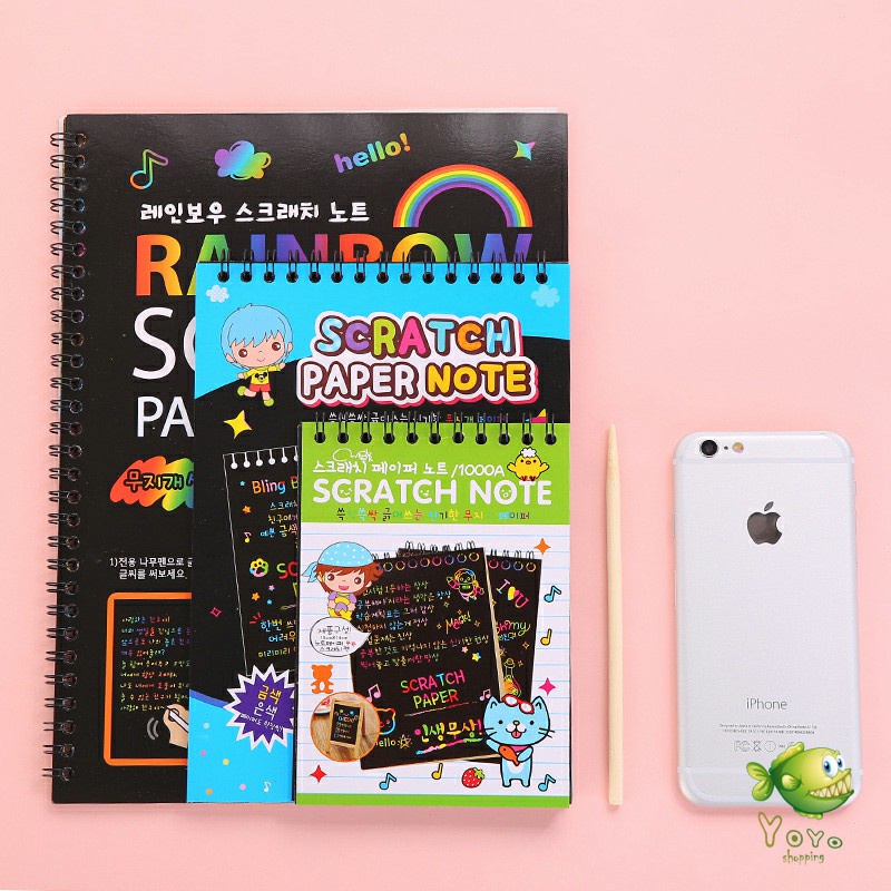 YOYO สมุดโน๊ตขูดสีรุ้งเล่มเล็กเกาหลี กระดาษวาดรูปสีสันสดใส พร้อมจัดส่ง children's picture book - รูปที่ 4