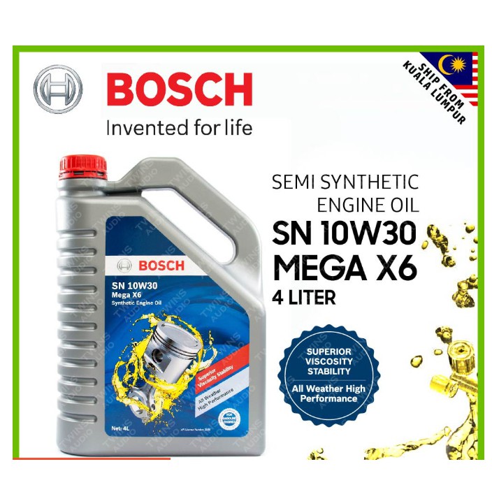 น้ํามันเครื่อง BOSCH SN 10W30 MEGA X6 SEMI SYNTHETIC ENGINE OIL