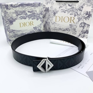 CHRISTIAN DIOR CD DIAMOND CANVAS REVERSIBLE BELT WITH CD DIAMOND BUCKLE BLACK เข็มขัดแบรนด์คริสเตียนดิออร์ ซีดี เพชร