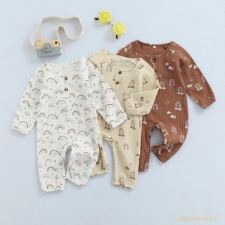 Laa6-Cool ชุดบอดี้สูทสําหรับเด็กทารกผู้ชายผู้หญิงแขนยาวคอกลมพิมพ์ลายสีรุ้ง