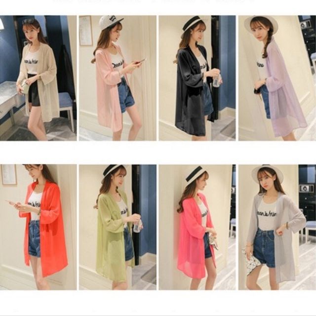 ล้างสต๊อค หมดแล้วหมดเลยจ้า เสื้อคลุมผ้าชีฟองตัวยาว (12 สี)
