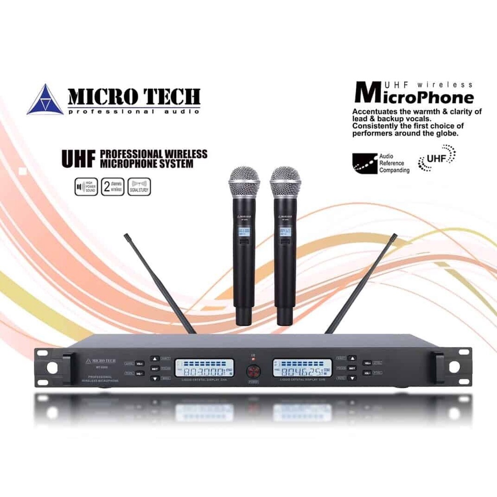ไมค์ลอย คู่ แถมเสาหน้า MIC ไมค์ไร้สาย ยี่ห้อ Micro Tech MT-555S UHF คลื่นใหม่ กสทช. 803-806MHz จูนคลื่นได้ Wireless MIC