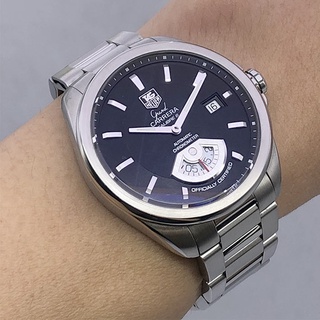 tag heuer grand carrera caribre6 auto date ขนาด man size 40mm หน้าปัดดำประดับหลักเวลาขีดเงินเงา เดิน