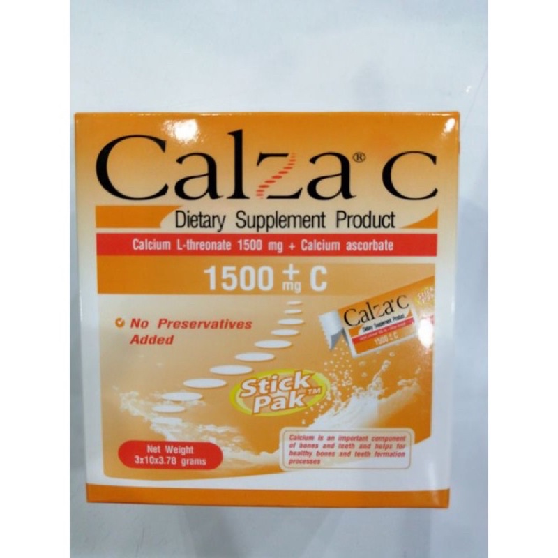 Calza C 1500 mg + vitamine C กล่องละ 10 หรือ 30 ซอง