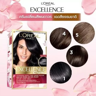 L'oreal Excellence Cream สีธรรมชาติ ปิดผมขาว สีขายดี 1 3 4 5 ลอรีอัล ปารีส เอกซ์เซลเลนซ์ ครีมเปลี่ยนสีผม ยาย้อมผม loreal