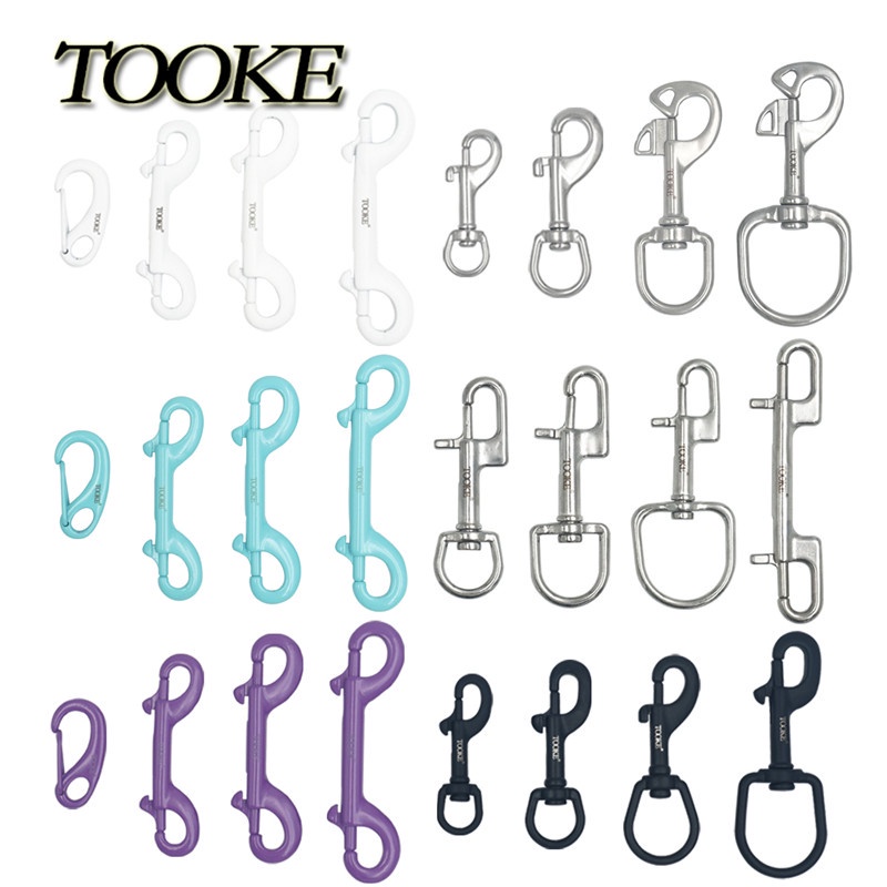 TOOKE หลากสี 316 สแตนเลสหัวเดี่ยว / คู่ตะขอดำน้ำปล่อยอย่างรวดเร็วหัวเข็มขัดสปริงเทคโนโลยีดำน้ำด้านแขวนอุปกรณ์เสริม BCD