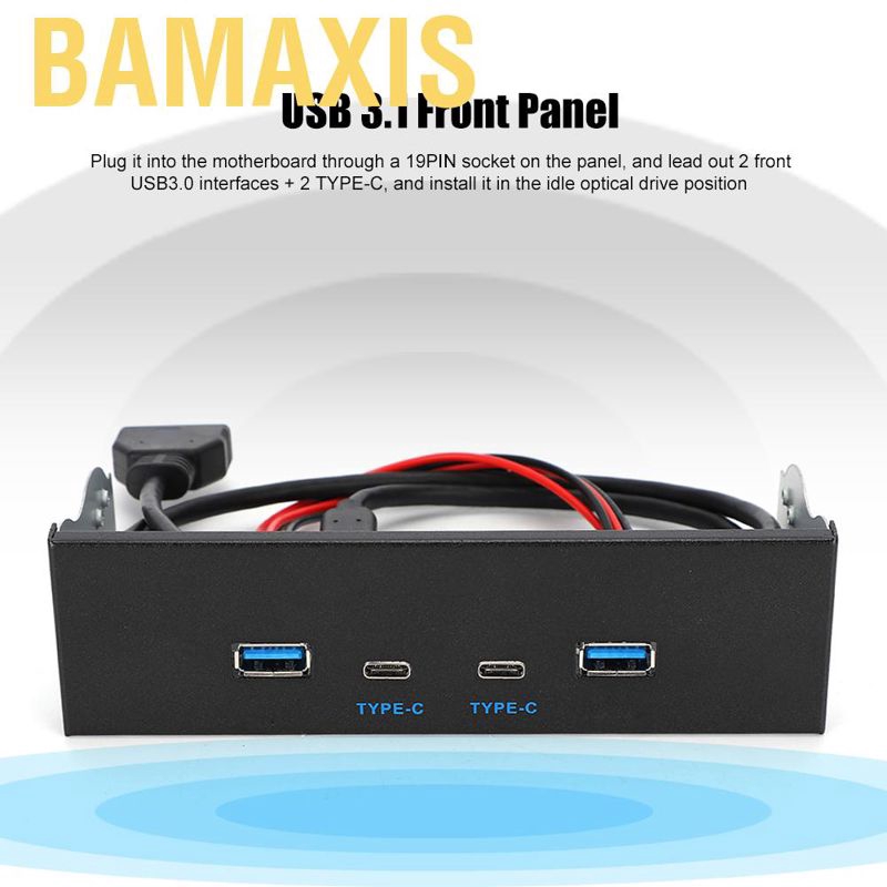 Bamaxis แผงด้านหน้า USB 3.1 Gen2 10G ออปติคอลไดรฟ์ USB 3.0+2.0+Type-C Type-E อะไหล่คอมพิวเตอร์