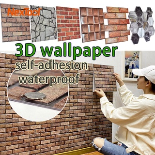 3D Wallpaper ติดผนัง PVC วอลเปเปอร์ สติกเกอร์ สติ๊กเกอร์ติดผนัง อุปกรณ์ตกแต่งผนัง ตกแต่งผนัง อุปกรณ์ตกแต่งบ้าน ลายอิฐนูนสมจริง