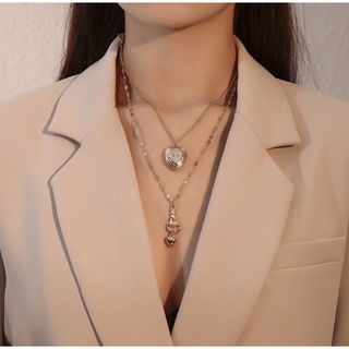 ‼️พร้อมส่ง‼️[N36] Heart Layered Necklace Set (Gold)