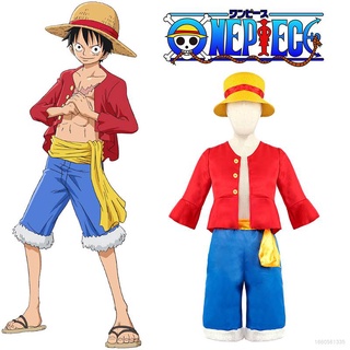 Best KIDS One Piece - Monkey D Luffy ชุดคอสเพลย์ ชุดเครื่องแต่งกายคอสเพลย์ ชุดยูนิฟอร์ม ชุดฮาโลวีน คริสต์มาส สําหรับเด็ก