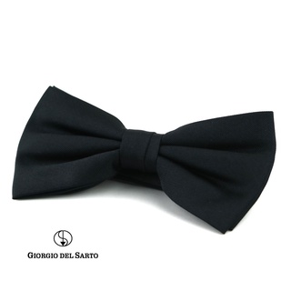 GIORGIO DEL SARTO Two-Fold Silk Black Bow Tie โบว์ไทผ้าไหมสองจีบสีดำ #13