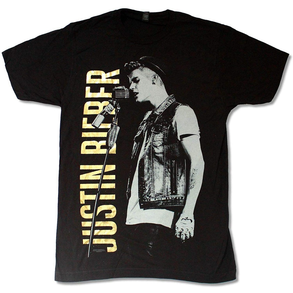 【hot sale】irjfje เสื้อยืด ผู้หญิง ผู้ชาย สไตล์เกาหลี Justin Bieber Justin Bieber Side View Tour Live