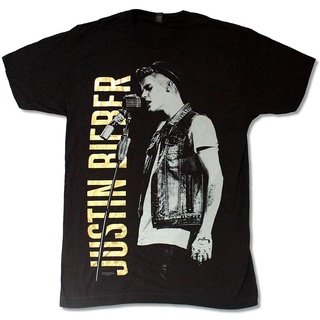 【hot sale】irjfje เสื้อยืด ผู้หญิง ผู้ชาย สไตล์เกาหลี Justin Bieber Justin Bieber Side View Tour Live 2013 Black T Shirt