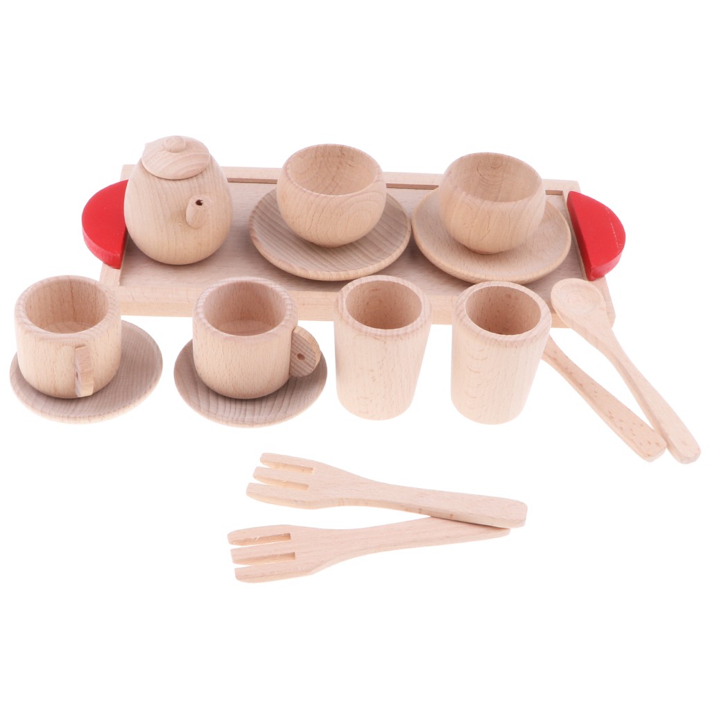 16piece Wooden Tea Set Pretend Play Toy Educational Toys for Kids