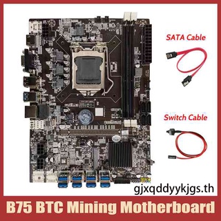 เมนบอร์ด B75 Btc + สาย Sata + สายเคเบิ้ล Lga1155 8 * Pcie Usb รองรับ 2 X Ddr3 B75 Usb Btc เมนบอร์ด