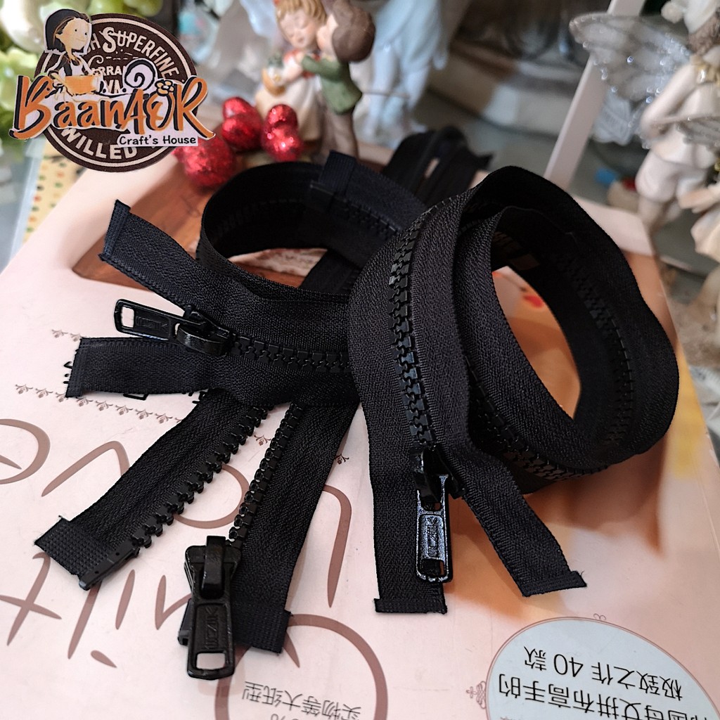 Zip #5  ซิป เปิดท้าย ถอดได้ ฟันกระดูก ซิปถอดได้ สำหรับ เสื้อกั้นหนาว สีดำ (มีหลายขนาดให้เลือก)