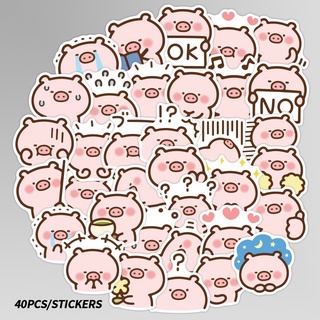 สติ๊กเกอร์ลายหมูน่ารักสําหรับติดตกแต่งสมุดภาพ 40 ชิ้น