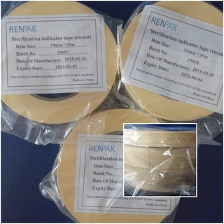 Renpak ออโตเคปเทป STERILIZATION INDICATOR TAPE (STEAM) เทปกาวสำหรับใช้ร่วมกับการนึ่งฆ่าเชื้อ Autoclave