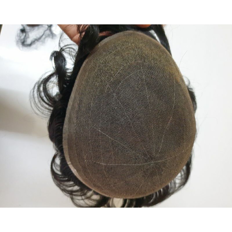 วิกติดกาวทอมือ Full Lace วิกปิดหัวล้านผู้ชาย French Lace ผมแท้100% แห้งง่ายระบายอากาศได้ดีที่สุด ตัดตัวฐานได้ตามต้องการ