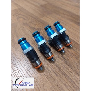 4X Top feed High performance 63.5mm ev14  E25 E85 High impedance Flow matched fuel injector Blue Top Hat หัวฉีด