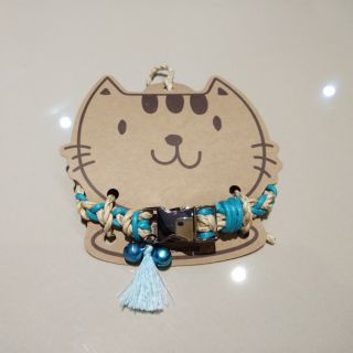 ปลอกคอสัตว์เลี้ยง ปลอกคอสุนัข ปลอกคอแมว งานแฮนด์เมด งานดีไซน์ สีฟ้า