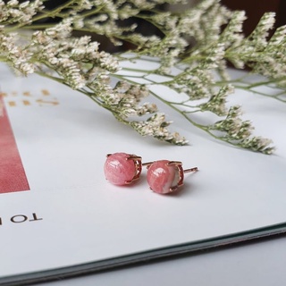 ต่างหู Rhodochrosite 6mm.