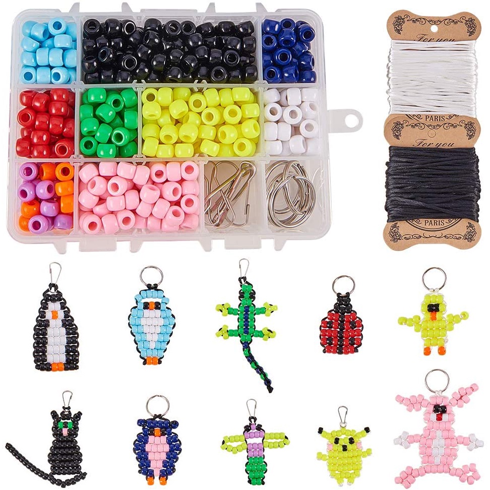 BeeBeecraft 1 Box DIY 10PCS Bead Pets Kit 8mm Pony Beads Assortment Box ...