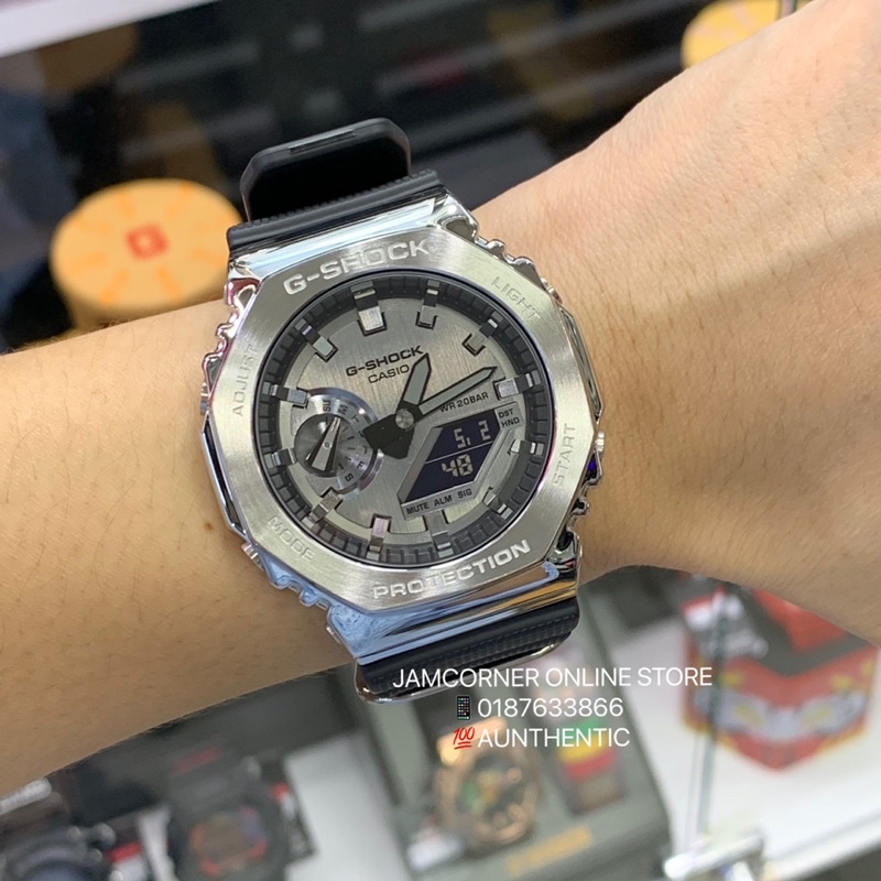 Casi/*o G/SHOCK GM-2100-1A Steel Series นาฬิกาสปอร์ตโลหะสีเงิน Man นาฬิกา Unisex กีฬานาฬิกา m548