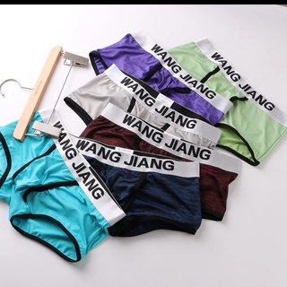 jt5 กางเกงใน​ชาย ไหมน้ำแข็ง รุ่น​ ไข่เย็น clock​ ring รู ทรงหยดน้ำ wj men underwear boxer ice silk solf thin 1pcs