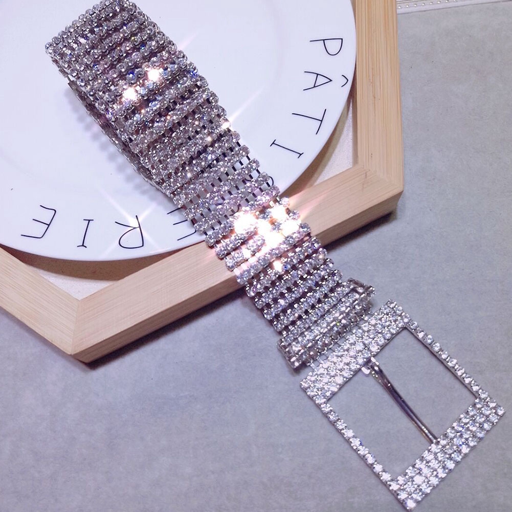Fashion Adjustable Waistband Gift Rhinestone Chain Belt O-Ring Crystal