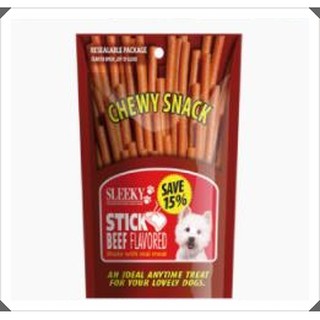 (รสเนื้อ)SLEEKY Chewy Snack Stick (แบบแท่ง)  175g.