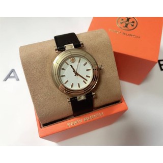 (ผ่อน0%) นาฬิกา สายหนัง สีดำหน้าปัดสีขาว  Tory Burch TBW9003 Classic 36mm Ivory Dial Black Leather Strap Womens Watch