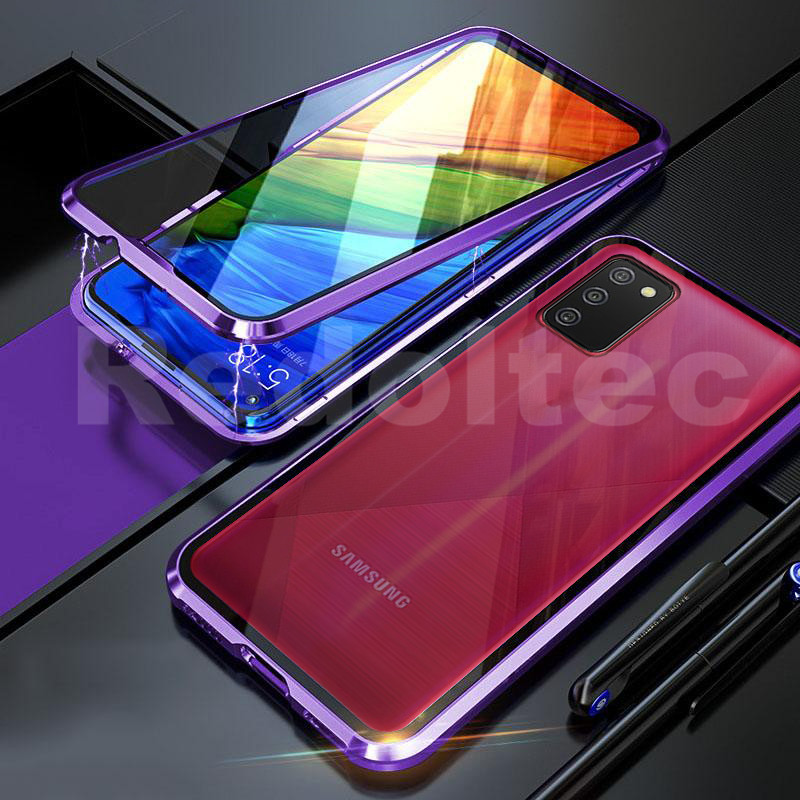 เคสโทรศัพท์มือถือแบบแข็ง กระจกแม่เหล็ก สองด้าน 360 องศา สําหรับ Samsung Galaxy A22 4G A22 5G A02S