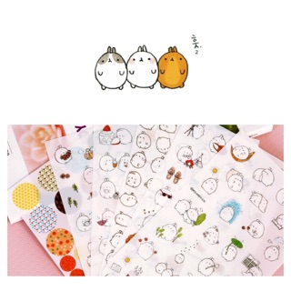 S032# Molang Sticker set 6 แผ่น