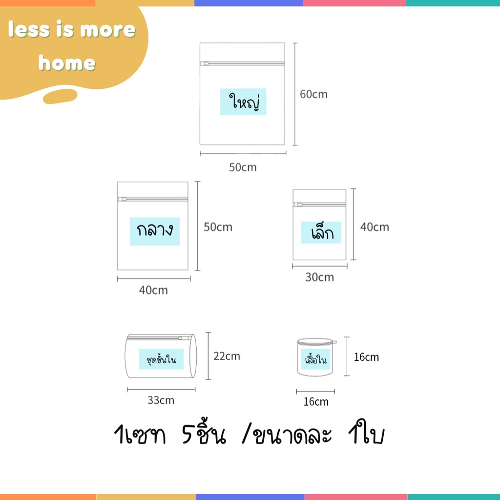ถุงซักผ้า เซท5ชิ้นถนอมผ้า ตาข่ายซักผ้า ใส่ชุดชั้นใน - รูปที่ 2