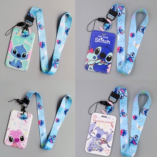 ชุดกระเป๋าใส่บัตร Pvc ลายการ์ตูนดิสนีย์ Stitch Toy Story Woody พร้อมสายคล้อง สําหรับนักเรียน