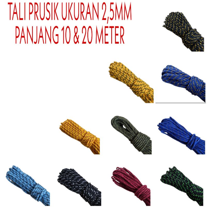 Prusik Rope 2.5mm Perusik Rope Mask Rope Bracelet Rope paracord Rope ต่อ 20mm
